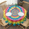 thumbnail image 3 of Colorful Tie Dye Spiral Mandala Pattern Round Tablecloth 60"x60",Wrinkle Wipeable Table Cloth for Kitchen Dining Room Picnic Patio Party, 3 of 6