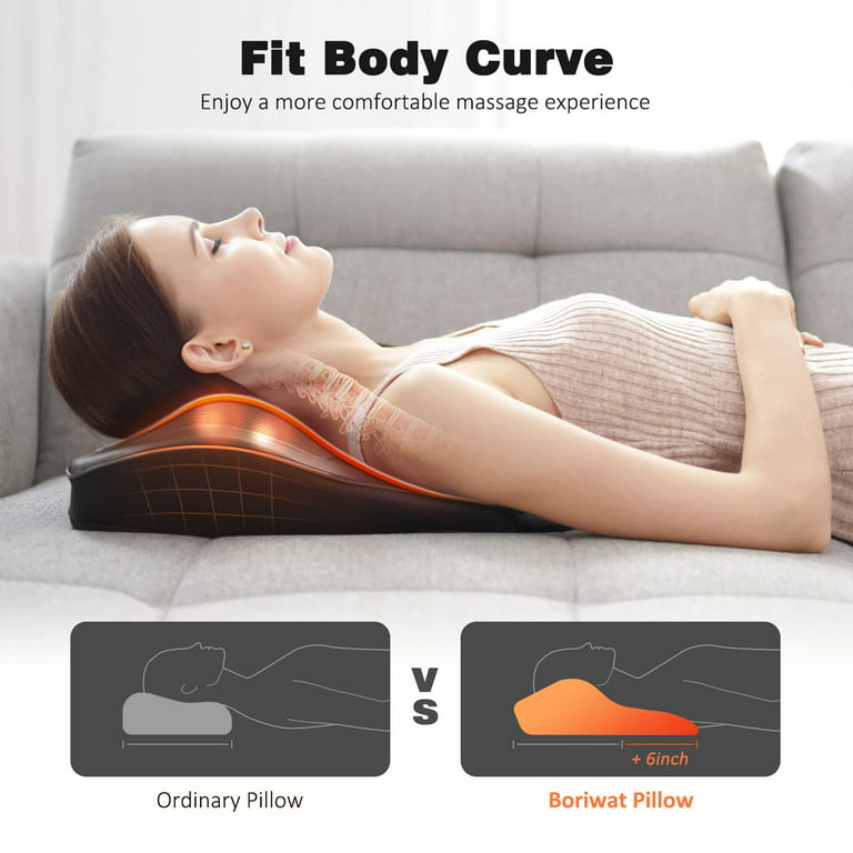 Boriwat Back Massager with Heat, Cordless Massagers for Neck and Back, Shiatsu Neck Massage Pillow for Back, Shoulder, Leg Pain Relief, Gifts for Men