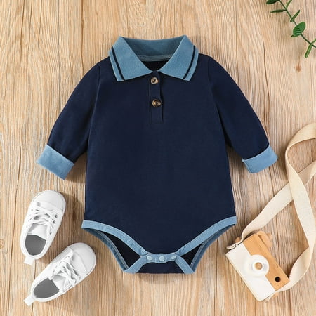

Hunpta Infant Toddler Boys Girls Long Sleeve Patchwork Colour Triangle Gentleman Romper Newborn Bodysuits