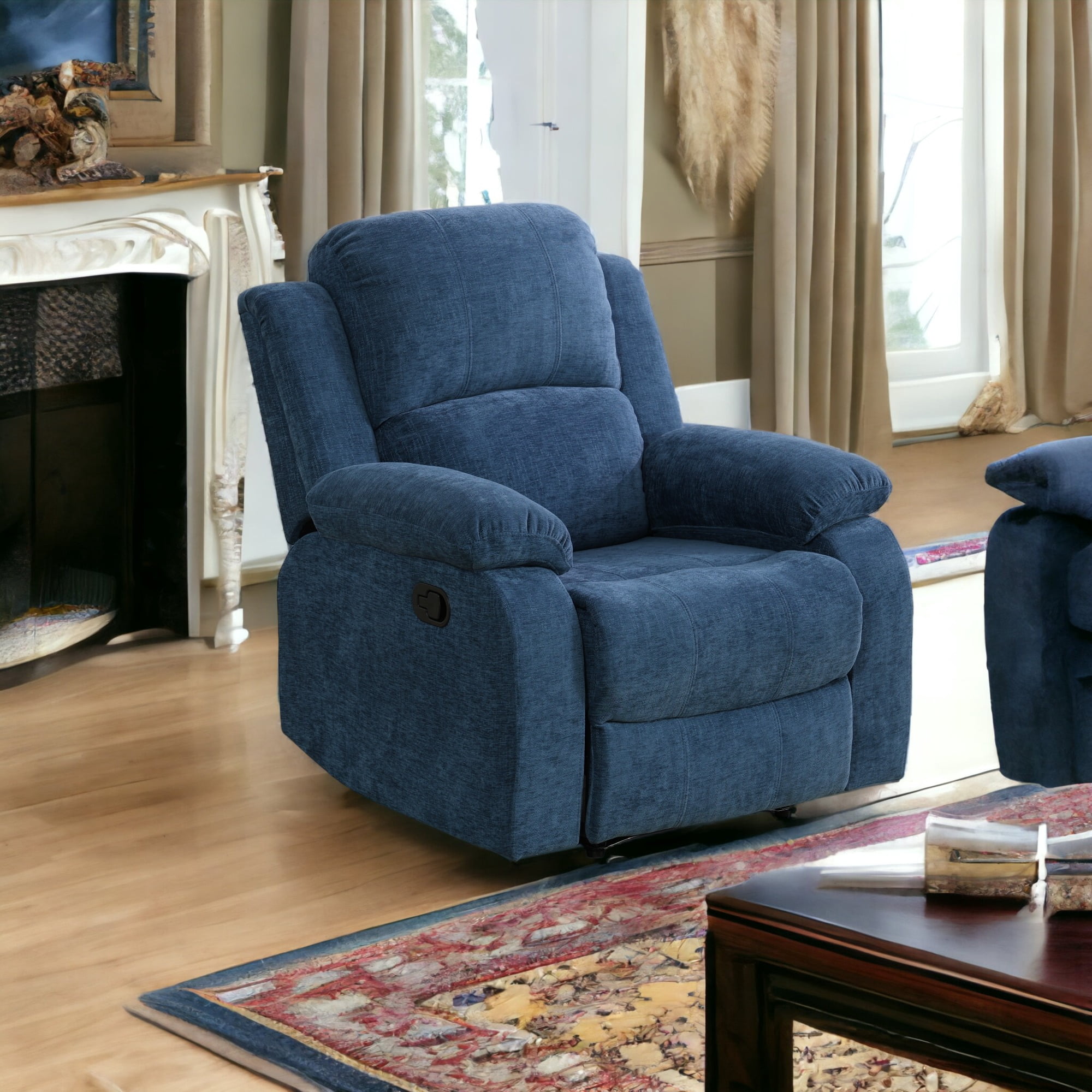 JESTOP Manual Recliner Chair, Overstuffed Faux Leather or Upholstered Single Sofa for Living Room Bedroom