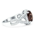 thumbnail image 2 of Natural Chocolate Smoky Quartz Size-8 Oval Vintage Rings Infinity Twisted Shank Halo CZ Wedding Engagement Ring For Women 925 Sterling Silver Gifts For Her, 2 of 6