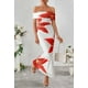 thumbnail image 3 of Vestido largo MEROKEETY para mujer con hombros descubiertos, floral, rojo, 3 of 8