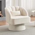 thumbnail image 6 of GARVEE 360° Swivel Barrel Chair,Velvet Accent Armchair  with Cloud-Like Padding & Modern Striped Backrest for Living Room,Bedroom & Office,Beige, 6 of 8