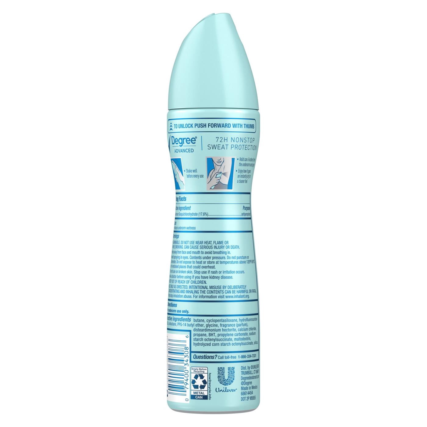 2X - Degree 72 Hr Advanced Antiperspirant Deodorant Dry Spray - Shower Clean - 3.8 oz