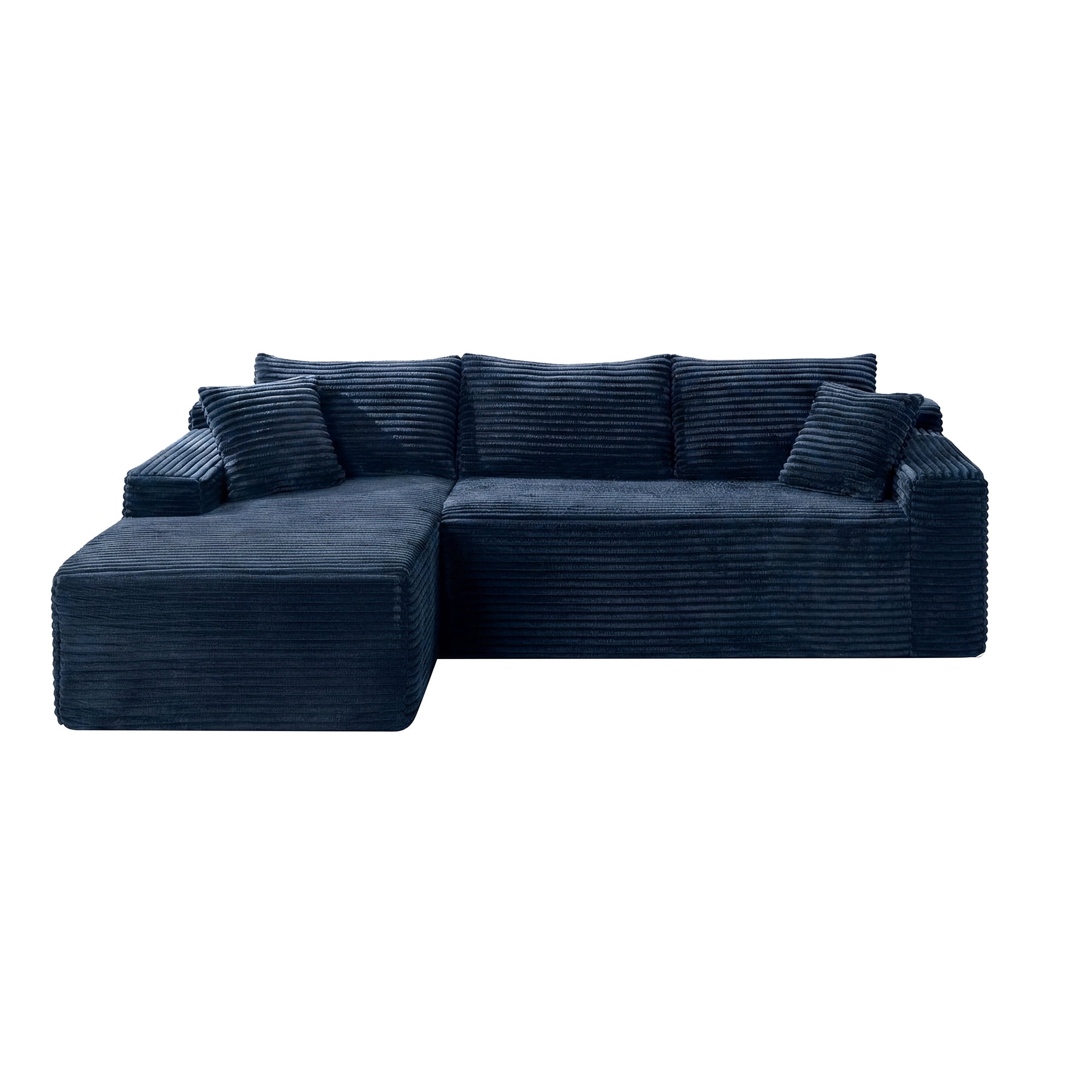 Leumius 106.3" Cloud Modular Sectional Sofa Couch with L-Shape Chaise,Modern Minimalist Upholstered Couches for Living Room Bedroom No Assembly Required Blue-L