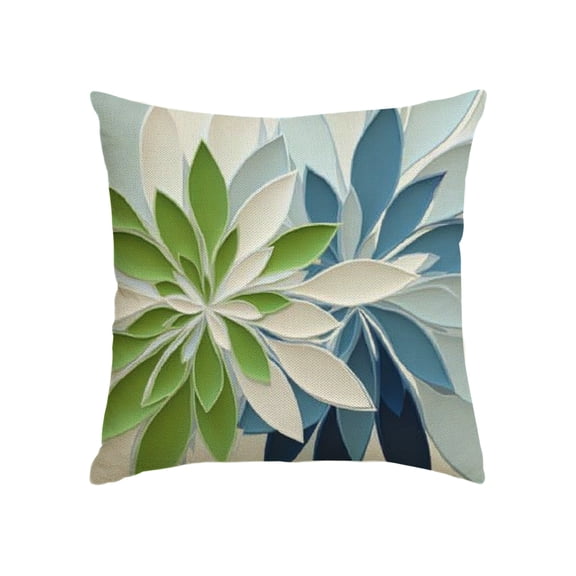 GooTPa Outdoor Pillow Covers, Spring Summer Geometric Elegant Blue Green Outdoor Throw Pillow Case Decoration, Linen Cushion Covers for Couch Sofa Bedroom Living Room Easter Day Home Decor - 18x18in