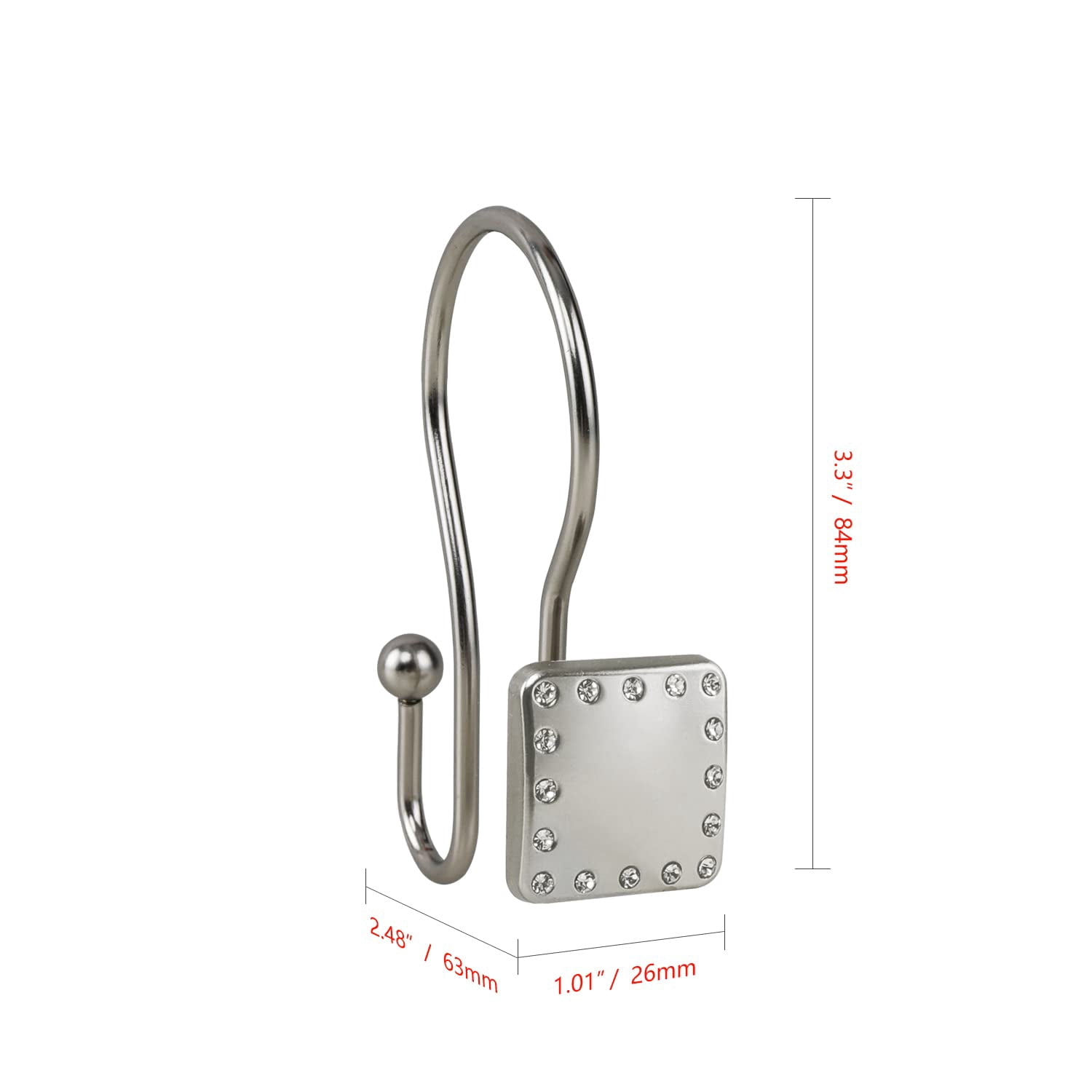Utopia Alley Shower Rings, Double Shower Curtain Hooks for Bathroom, Rust Resistant Shower Curtain Hooks Rings, Set of 12, Brushed Nickel