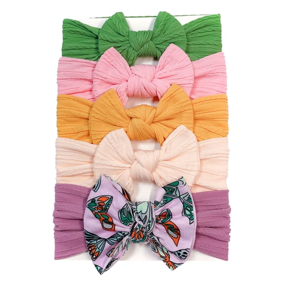 HIPYLO Baby Bows 5 Pack Handmade Toddler Girls Headbands Soft Stretchy Hair Bands with Bow for Newborn Infant Kids Gifts for Children's Day