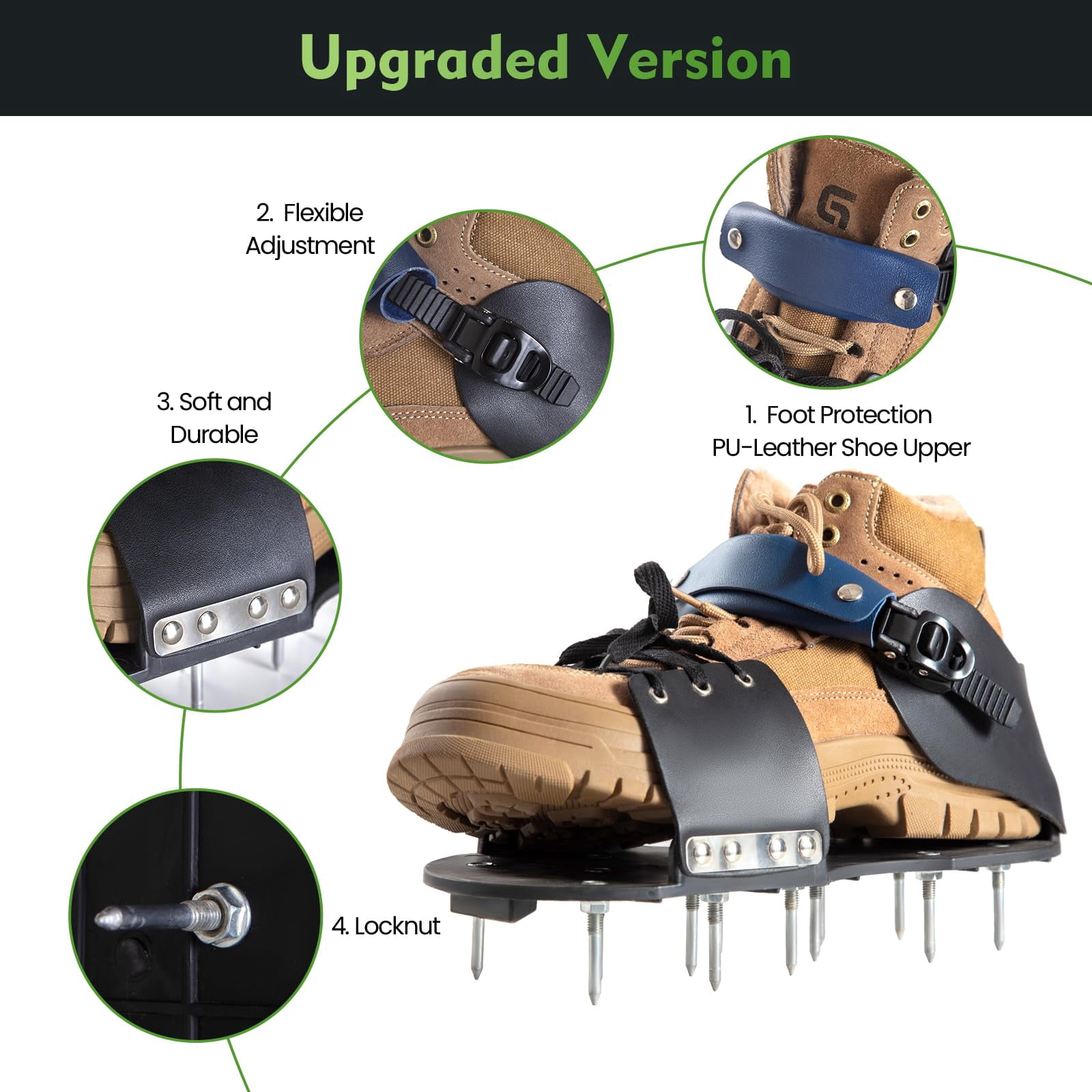 Aerator Shoes  Lawn For Grass With Foot Protection Aeration Adjustable Strap Pre-assembled Aerating Lawns Gardens And Courtyards (black&dark Blue)