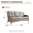 thumbnail image 2 of Gymojoy 3-Seater Outdoor Wicker Sofa, Rattan Deep Seat Patio Couch with Removable Cushions for Balcony, Deck & Backyard, 2 of 9