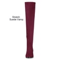 thumbnail image 6 of BLISSFUL STEP Women's Boots Round Toe Block Heel Over Knee High Faux Suede Boots Burgundy 7, 6 of 8