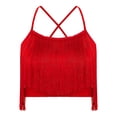 thumbnail image 3 of inhzoy Latin Dance Suit for Women Sleeveless Tango Ballroom Dance Tops with Tassel Latin Dance Pants Red S, 3 of 7