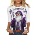 thumbnail image 2 of Mifsaly Christmas Shirts for Women 2025 3/4 Sleeve Crewneck Tunic T-Shirts Xmas Santa Graphic Loose Blouse Festival Party T-Shirt Holiday Fall Winter Outfits 2025, 2 of 6