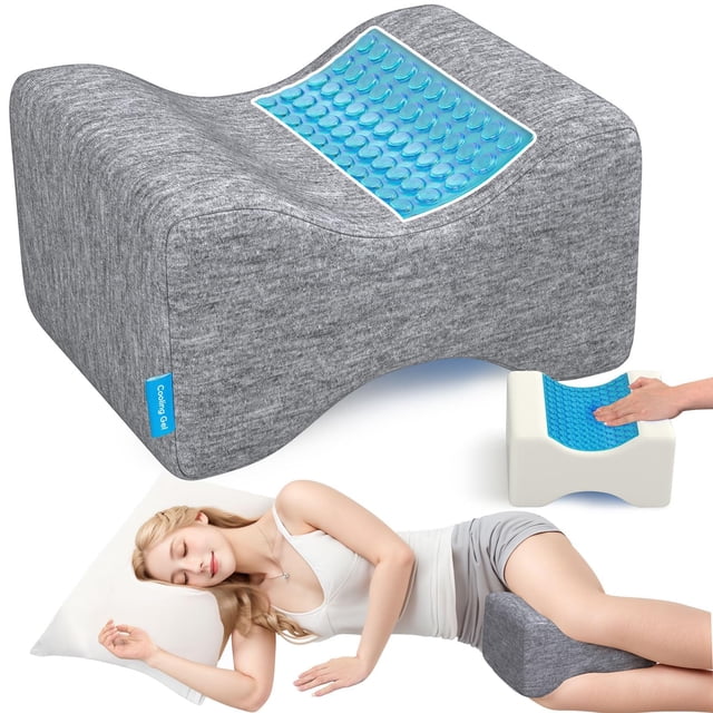 Almohada de rodilla ComfyInLove para personas que duermen de lado con gel refrescante, color gris