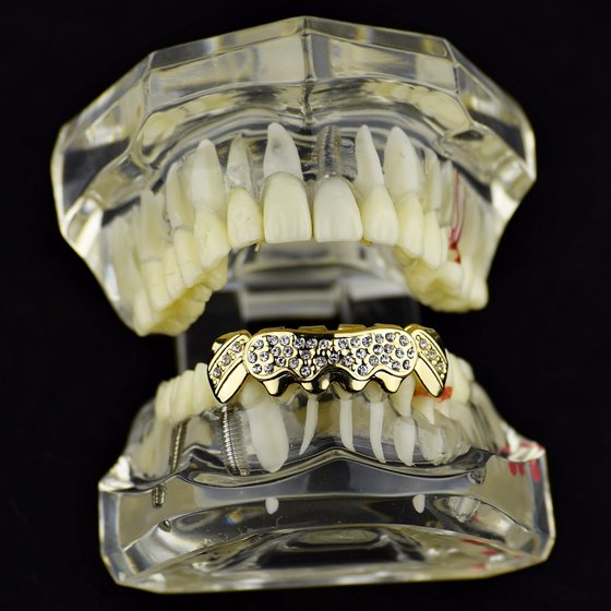 Best Grillz 14k Gold Plated Grillz Bottom IcedOut Stone Bling Cluster Lower Hip Hop Teeth
