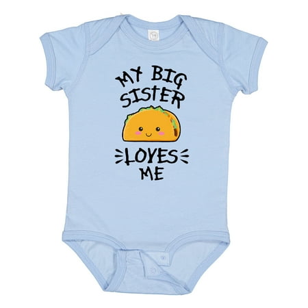 

Inktastic My Big Sister Loves Me with Taco Illustration Gift Baby Boy or Baby Girl Bodysuit