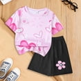 thumbnail image 2 of Rotm Toddler Shorts Girls Toddler Girls Clothes Ruffle Short Sleeves Crewneck Tops and Shorts with Pockets Cute Summer 2 Pieces Short Sets Pink,6-7 Years, 2 of 6