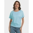 thumbnail image 5 of Womens Short Sleeve Boat Neck Side Shirring Dolman Drape Top, 5 of 6