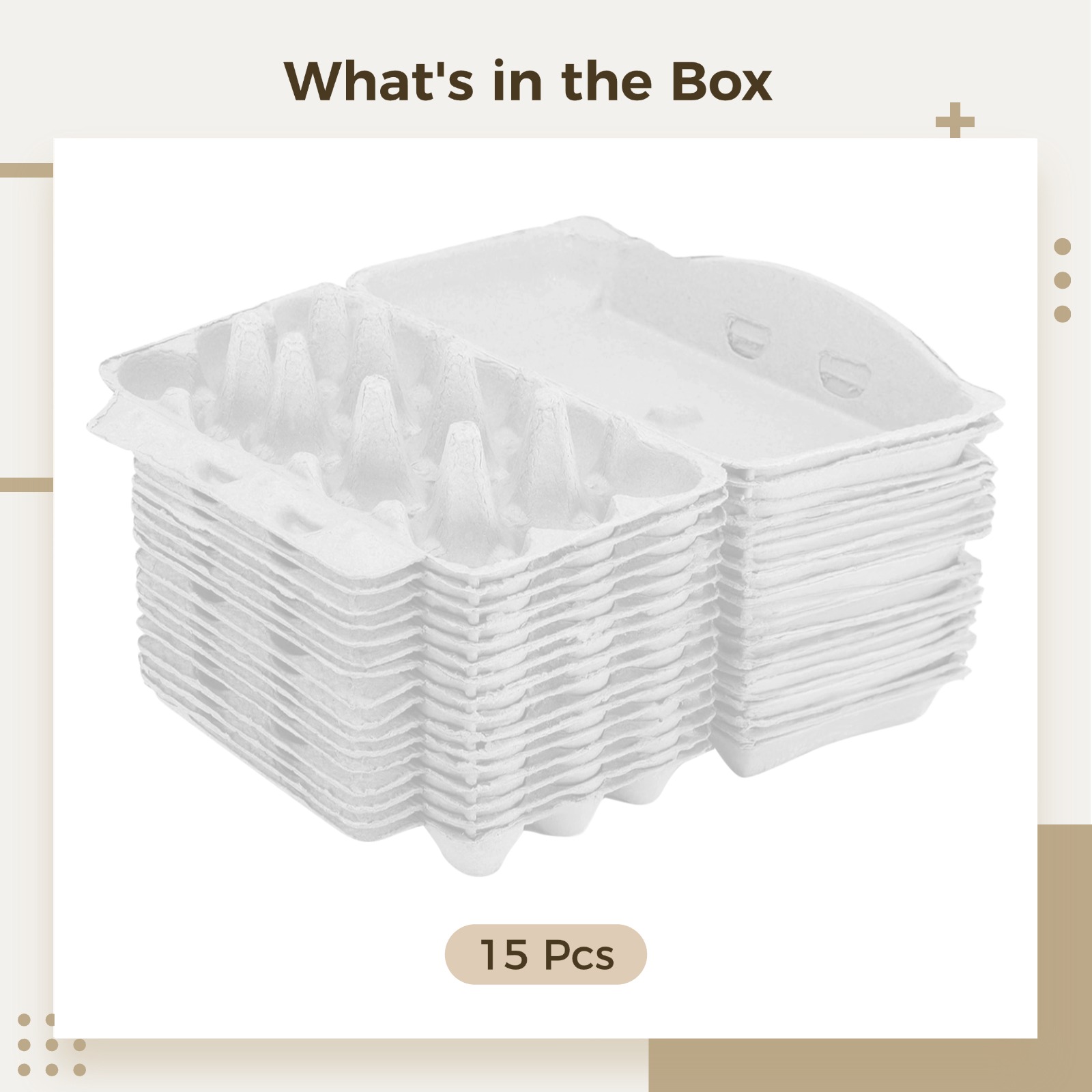 15 Pcs Egg Cartons Bulk - Stackable Paper Pulp Trays | Stackable and Recyclable Paper Pulp Egg Trays, Eco-Friendly Egg Cartons for Egg Storage and Transport