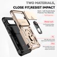 thumbnail image 2 of for Google Pixel 8 Case, Soft TPU & Hard PC Anti-scratch Sliding Cover Full Protection Ring Stand Rotating Kickstand Holder Magnetic Shockproof Phone Case Cover for Google Pixel 8, Gold, 2 of 8