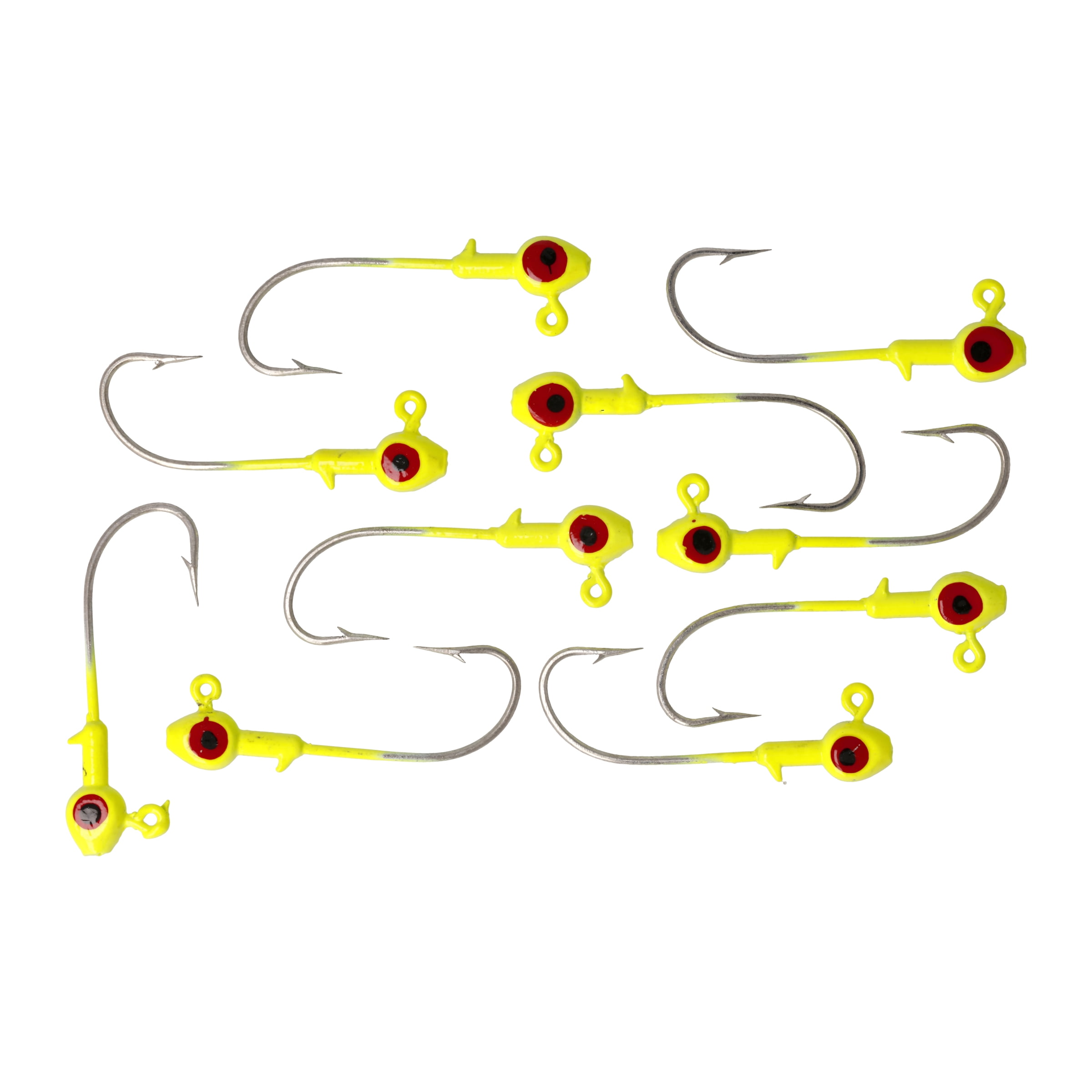(2 pack) Eagle Claw Lazer Sharp Saltwater Fish Head, Chartreuse with Red Eye, 1/8 oz., SWFH18-3