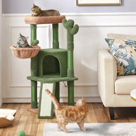 42  H Cactus Cat Tree Tower with Natural Sisal Scratching Posts