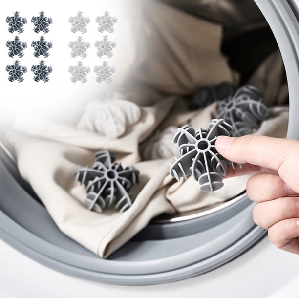 Pack de 6 bolas reutilizables para secadora de ropa – Alternativa a suavizante • Gel de sílice • Reduce arrugas y estática • Ayuda sostenible para la ropa más suave, secado más rápido, blanco/gris