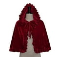 thumbnail image 2 of Hvyesh Hood Cape Women Grils Red Velvet Cape Puffer Hem Lace Up Cloak Halloween Costume Capes, 2 of 5