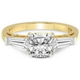 thumbnail image 3 of 5 Carat IGI Certified Cushion Shape Lab Grown Diamond Engagement Ring | 14K Yellow Gold |adison Three Stone Side Baguette Diamond Ring | FG-VS1-VS2 Quality Friendly Diamonds, 3 of 4