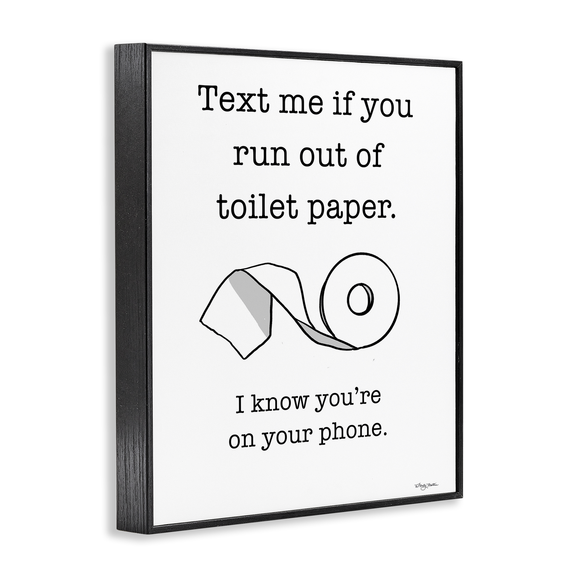 Stupell Industries Text Me for Toilet Paper Typography Painting Black Framed Art Print Wall Art, 24 x 30