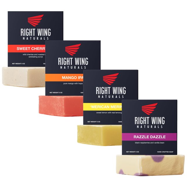 Set de regalo de jabón en barra Right Wing Naturals para hombres | Jabón artesanal prensado en frío | Jabón Orgánico Hecho a Mano para Hombres | Sabores más populares | Jabón de barra para hombre con
