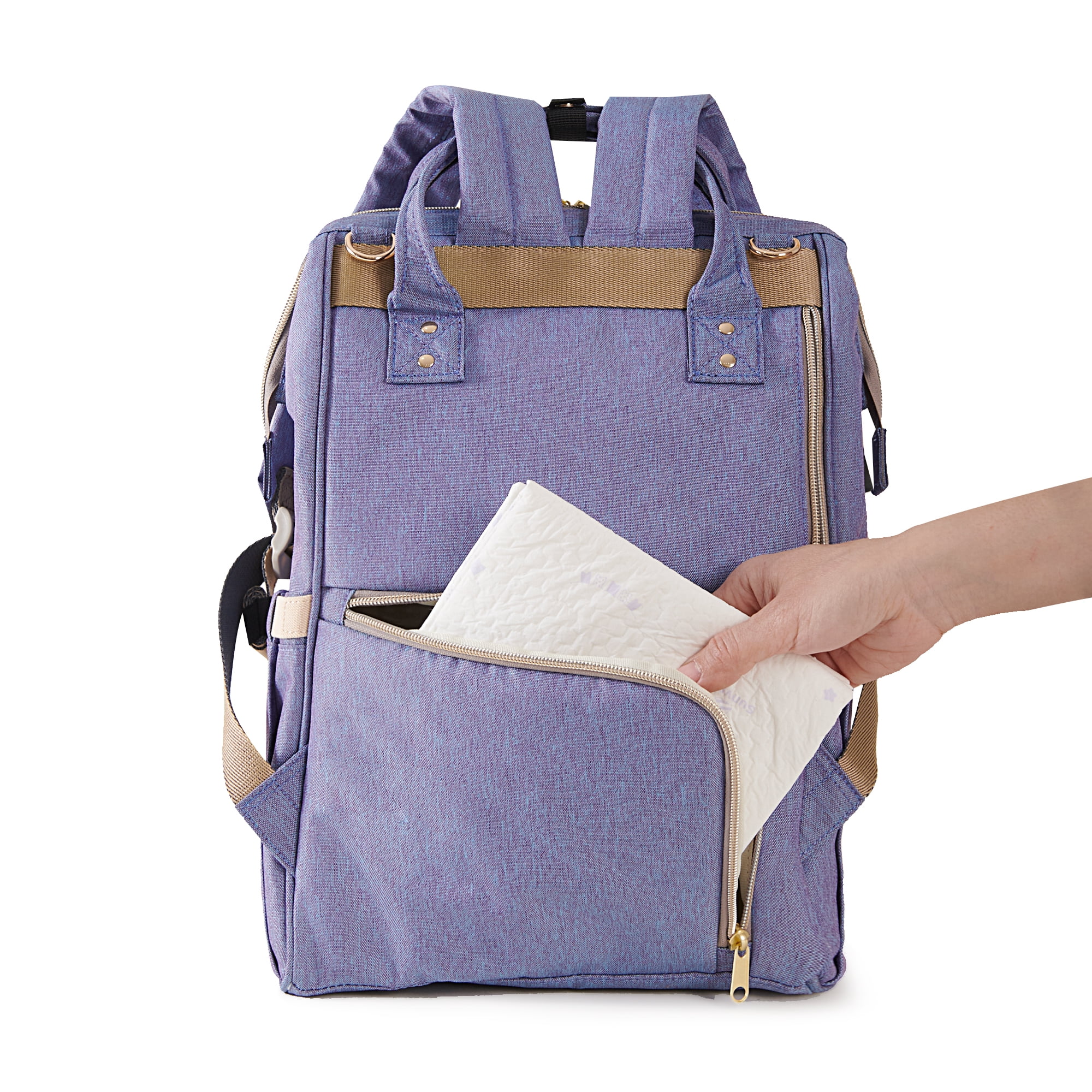 Sunveno Embroidered Backpack Diaper Bag Travel Backpack, Purple Deer