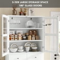 thumbnail image 3 of Homfa 71'' Kitchen Pantry with 5-Tier Shelves & 3 Drawers, Floor Cabinet Storage Cupboard With Display Glass Doors for Dining Room, White, 3 of 6