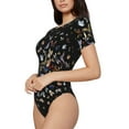 thumbnail image 2 of Balery Butterfly1 Women's Short Sleevee Crew Neck Bodysuit Tops Short Sleeve Tops Basic-Large, 2 of 9