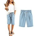 thumbnail image 5 of WRKEKC Girls Summer Shorts, Girls Athletic Shorts, Girl's Summer Solid Color Five Quarter Elastic Waist Sweatwear Pants with Drawstring & Pockets, 5 of 9