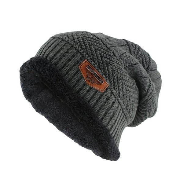 Masteelf Men's Knit Beanie Hat Thick Fleece Lined Skull Cap Dark Gray