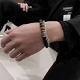 thumbnail image 4 of LinYooLi Cuff Bracelet for Men Natural Stones Frosted Beads Chain Personality Trendy Daily Accessory Gift for Father Boyfriend Son, 4 of 7