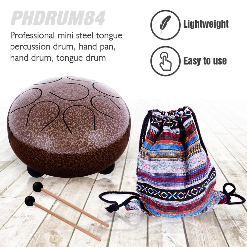 Pyle PHDRUM84 - Steel Pan Tongue Drum – Hand Pan Percussion with Carry Bag