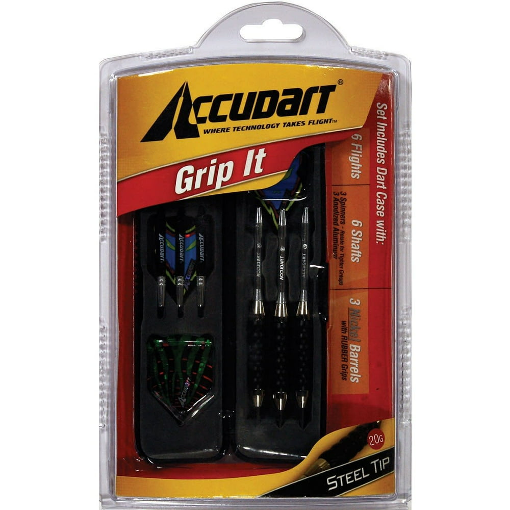 Accudart Grip It Steel Tip Dart Set Includes Flights, Shafts, Nickel