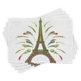 thumbnail image 1 of Ambesonne Psychedelic Place Mats Set of 4, Eiffel Fireworks, Standard Size, Multicolor, 1 of 6