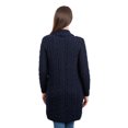 thumbnail image 4 of SAOL 100% Merino Wool Women's Aran Shawl Collar Open Front Long Cardigan Sweater Cable Knitted Outdoor Coat with Pockets Made in Ireland, 4 of 5
