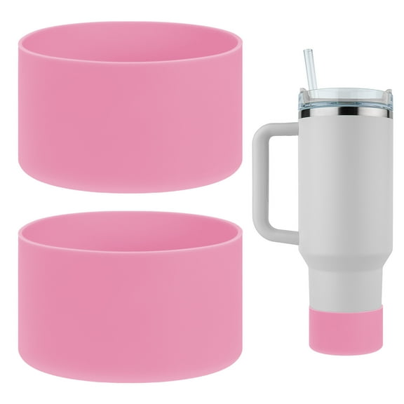 Uxcell Silicone Water Bottle Boot [2PCS] - Anti-Slip Protective Sleeve Use for Protecting Water Bottles from Scratches - [Pink - 2.95 IN]