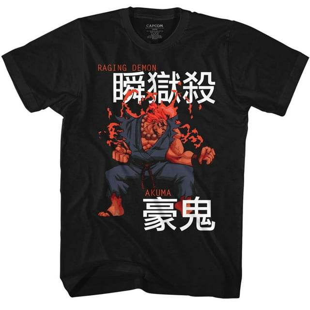 Street Fighter Video Martial Arts Arcade Game Akuma Black Adult T-Shirt Tee