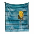 thumbnail image 1 of Rose Soft Flannel Fleece Throw Blanket, Realistic Illustration of a Blooming Yellow Rose in a Clear Vase, Cozy Plush for Indoor and Outdoor Use, 60" x 80", Petrol Blue Yellow, by Ambesonne, 1 of 6