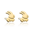 thumbnail image 5 of 14K Solid Yellow Gold Cubic Zirconia CZ Bunny Rabbit Stud Earrings, 5 of 10