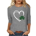 thumbnail image 2 of St. Patrick's Day Graphic T-Shirt for Women Shamrock Heart Print Long Sleeve Crewneck Casual Loose Fit Holiday Party Festive Tee Shirt Top, 2 of 7