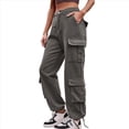 thumbnail image 3 of Pantalones Cargo para Mujer, Cintura Alta, Pierna , Holgados, Estilo Y2K, con 8 Bolsillos Gris L, 3 of 7