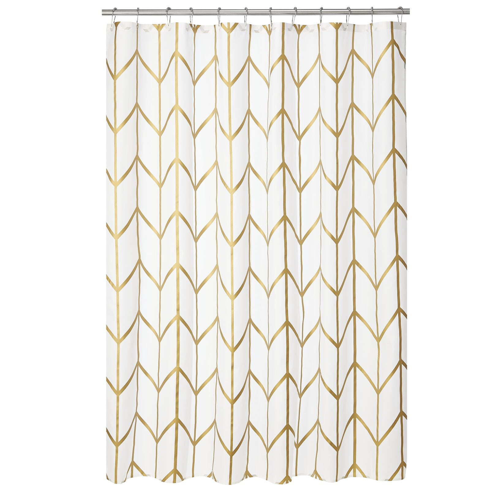 mDesign Polyester Fabric Modern Geometric Herringbone Print Shower