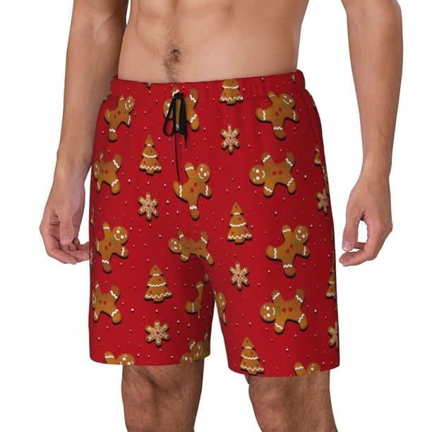 Balery Gingerbread Man Bañador para hombre, shorts de playa de secado rápido con entrepierna y forro de compresión-Medium