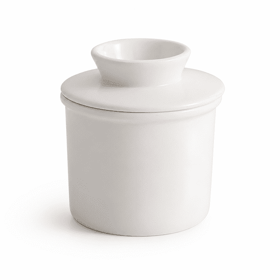 RAIRSKY Butter Crock French Butter Dish Bell Keeper with Lid,Get on Demand Spreadable Butter,Ceramic Butter Keeper to Leave on Counter (4.1"*3.8",White)